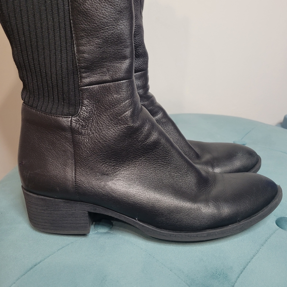 Kenneth Cole  Levon Black Leather Tall Riding Boots Size 10 - Picture 3 of 16